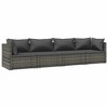 Garden Lounge Set Grey PE rattan, powder-coated steel, fabric vidaXL - 2 of 4
