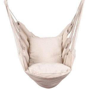 Skran Hammock Chair Swing Seat with Two Seat Cushions and Carrying Bag,for Indoor and Outdoor with Cushion (Does not include wooden sticks) - 1 of 4