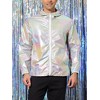 INSPIRE CHIC Men's Metallic Lightweight Zip-Up Holographic Hooded Jackets - 2 of 4