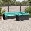 vidaXL 10 Piece Patio Sofa Set with Cushions - Black Poly Rattan Outdoor Furniture, Modular, Weather-Resistant, Includes Center and Corner Seats - 2 of 4