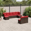 vidaXL 9 Piece Patio Sofa Set with Cushions Brown Poly Rattan - 2 of 4