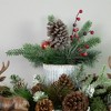 Northlight 12" Frosted Pine, Berries and Pine Cones Floral Arrangement in Tin Pot - 3 of 4