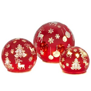 The Lakeside Collection Set of 3 Holiday Light Cast Glass Globes - 1 of 3