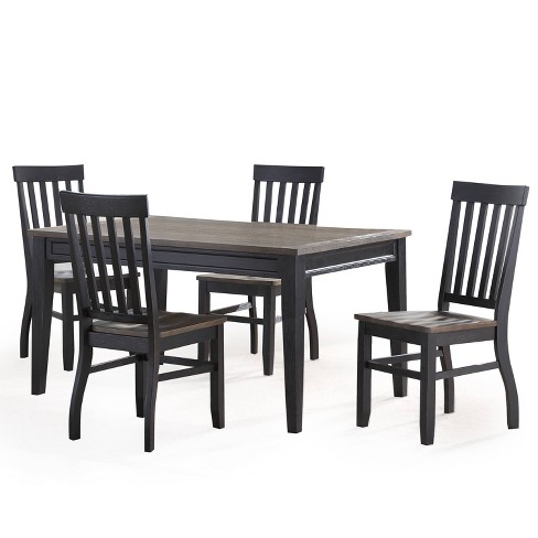 5pc Raven Noir Dining Set Black/driftwood Finish - Steve Silver Co ...