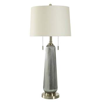 Lumi Silver Ribbed Glass Table Lamp - StyleCraft