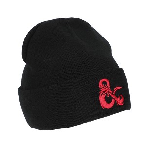 Dungeons & Dragons Ampersand Logo Embroidery Black Acrylic Knit Cuff Beanie - 1 of 4
