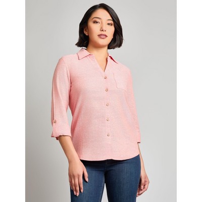 Jones New York Y-Neck Button Front Tunic