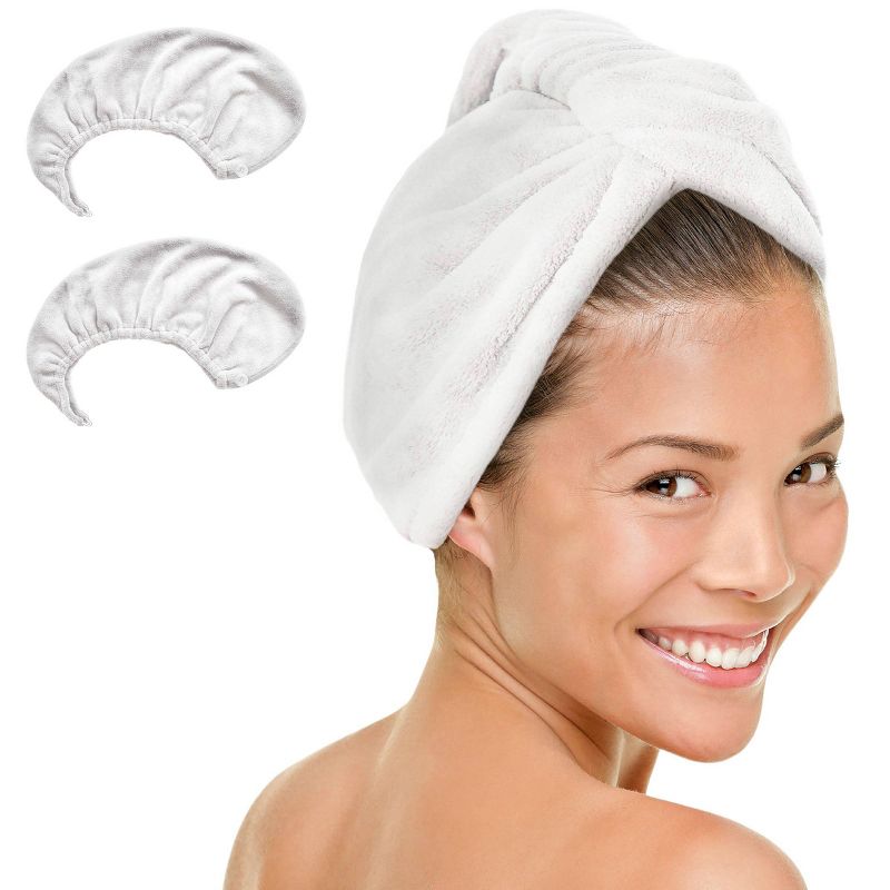 MICRODRY 2pk Ultra Absorbent Quick Drying Hair Towel/Hair Turban, 3 of 4