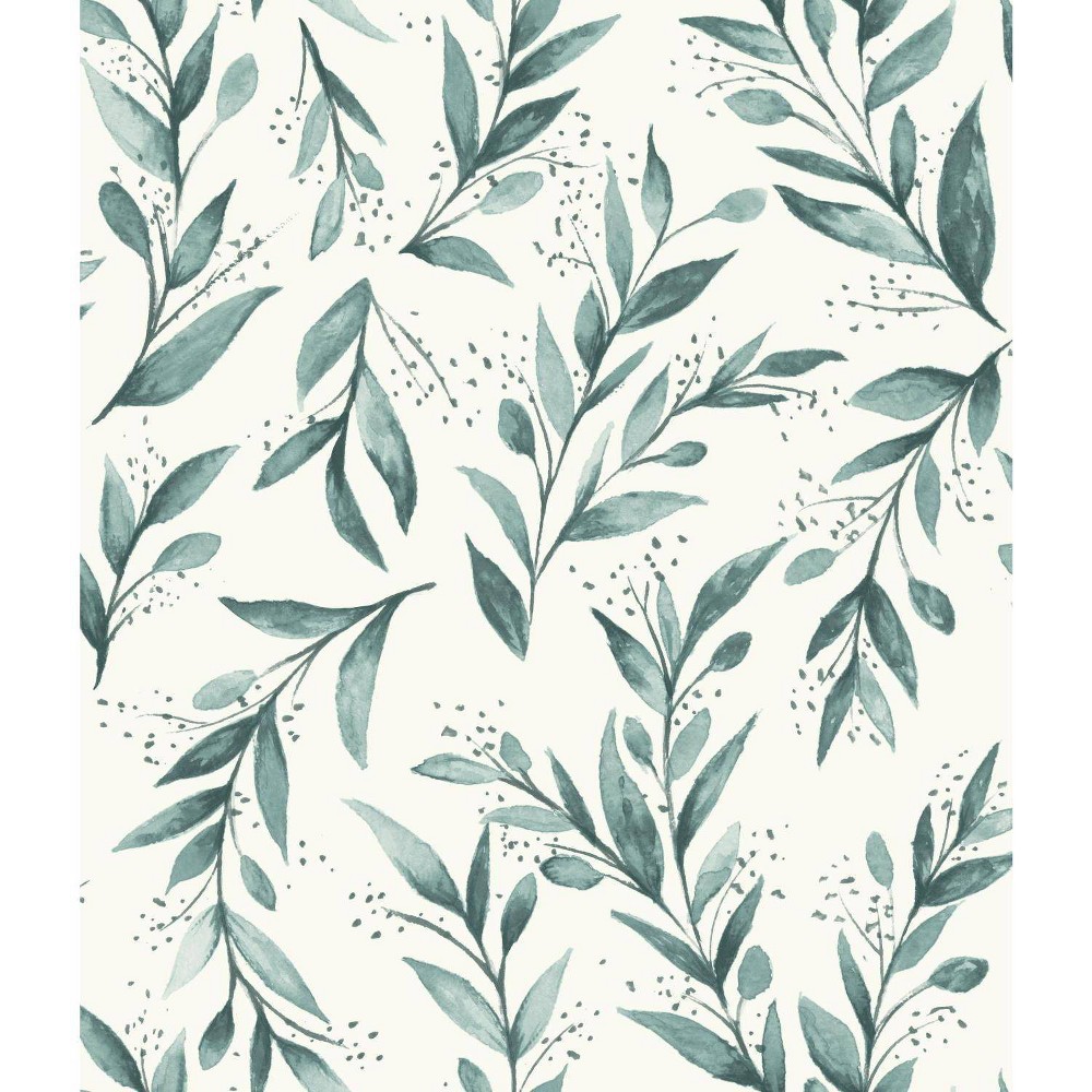 Photos - Wallpaper Roommates Olive Branch Teal Magnolia Home  Green 