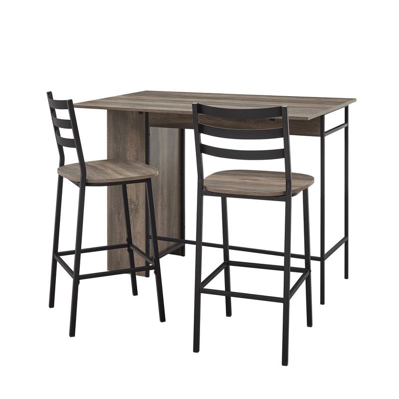 3pc Counter Height Drop Leaf Dining Set Gray Wash - Saracina Home, 4 of 10