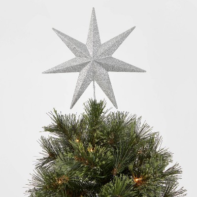 10in Unlit Glitter Star Tree Topper Silver - Wondershop™