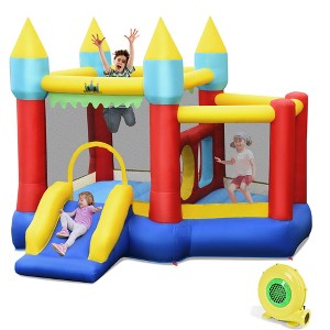 Costway Inflatable Bounce House Slide Jumping Castle w/ Tunnels Ball Pit & 480W Blower - 1 of 4