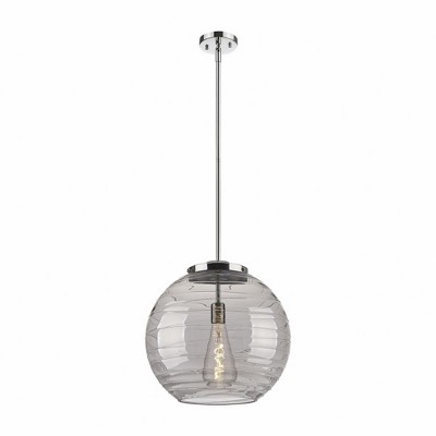Athens Deco Swirl - 100W 1 LED Stem Hung Pendant In Industrial Style-17.13 Inches Tall and 15.75 Inches Wide