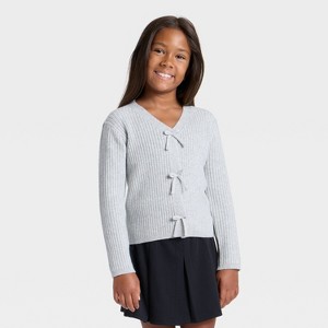Girls' Ribbed Bow Cardigan - Cat & Jack™ - 1 of 3