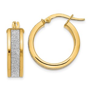 Black Bow Jewelry 6mm Glitter Infused Round Hoop Earrings in 14k Yellow Gold, 20mm - 1 of 4