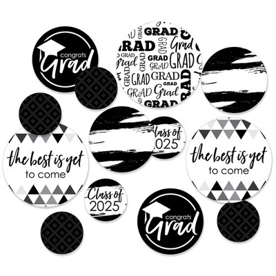 Big Dot of Happiness 2025 Black and White Graduation Party Giant Circle Confetti - Party Decorations - Large Confetti 27 Count