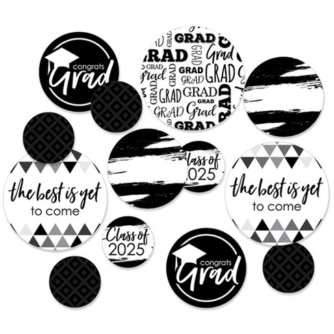 Big Dot of Happiness 2025 Black and White Graduation Party Giant Circle Confetti - Party Decorations - Large Confetti 27 Count - image 1 of 4