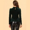 INSPIRE CHIC Women's Metallic Shiny Dots Ruffle Neck Long Sleeve Vintage Velvet Blouse - 4 of 4