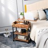 Tangkula 2PCS Lift Top End Table w/ Charging Station Storage Shelves Wheels Mobile Bedside - 3 of 4
