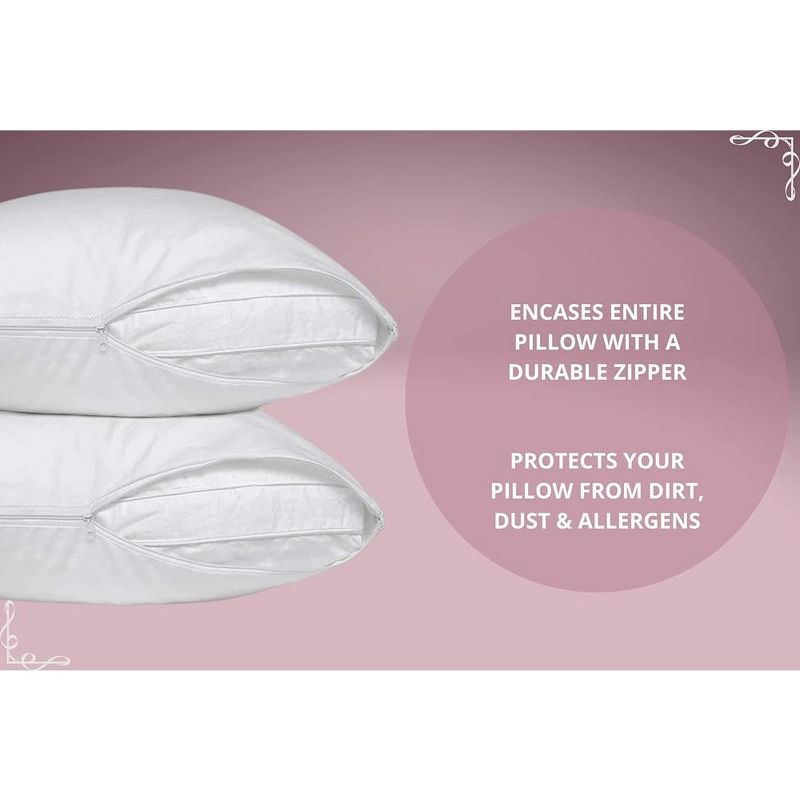 Circles Home 100% Cotton Breathable and Quiet Pillow Protector with Zipper – (8 Pack), 5 of 9