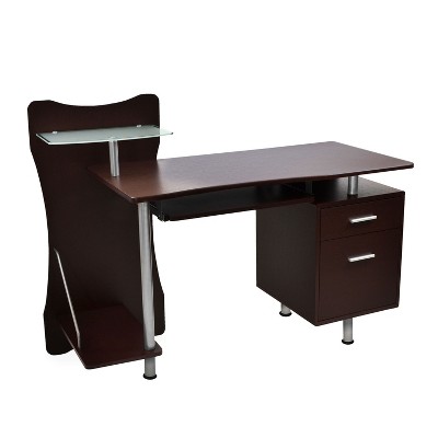NicBex 51.25 Inch Computer Home Office Desk with 1 Drawer,Keyboard Tray and Hanging File Drawer,Brown