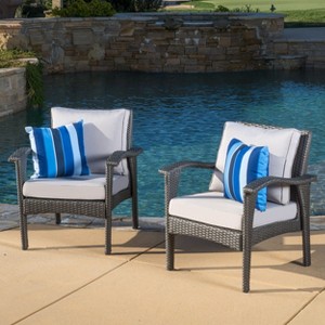 Set of 2 Mid-Century Honolulu Club Chair with Water-Resistant Cushions for outside living room-Christopher Knight Home - 1 of 4