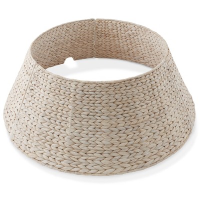 Casafield Water Hyacinth Christmas Tree Collar, Woven Tree Base Cover with Cord Cut Out