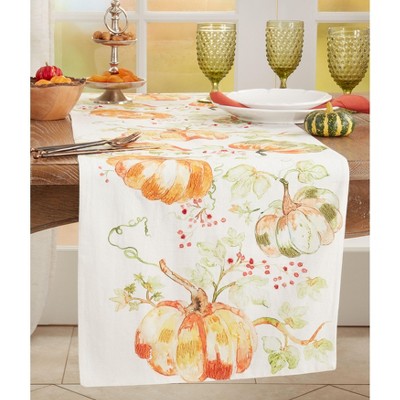 Fall Cotton Pumpkin Design Table Runner, 22" x 18"