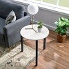 Round Coffee Table End Table Cocktail Table Sofa Table Side Table Accent Table Center Table with Imitation Marble Top, White/Black/Gray-ModernLuxe - 2 of 4