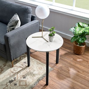 KTMBDW Round Coffee Table, Modern Coffee Table for Living Room, Imitation Marble Desktop with Solid Wood Legs Modern Design Home Furniture - 1 of 4