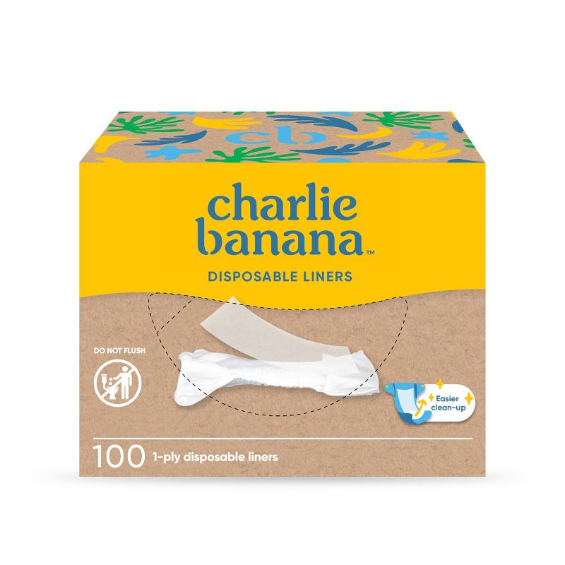 Charlie Banana Disposable Cotton Liners Diaper Inserts - 100ct, 1 of 6