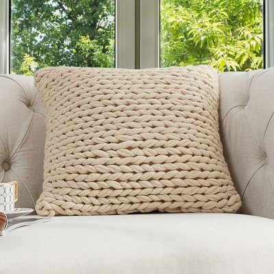 Cheer Collection Chunky Cable Knit Throw Pillow, 18