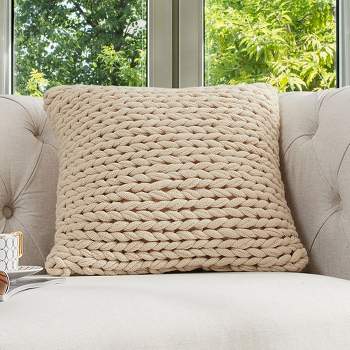 Cheer Collection Chunky Cable Knit Throw Pillow, 18" x 18"