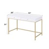 CAVINAS Glossy Gold Finish Writing Desk with 2 Drawers,Modern Home Office Desk w/Metal Legs and Luxe Design (20" Storage) - 3 of 4