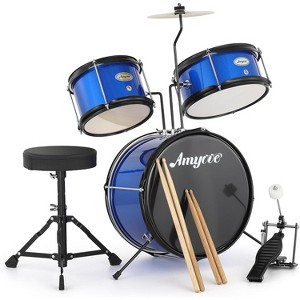 Drum Set 3-Piece for Beginners, Complete Full Size Kit with Bass, Toms, Snare, Stands - 1 of 4