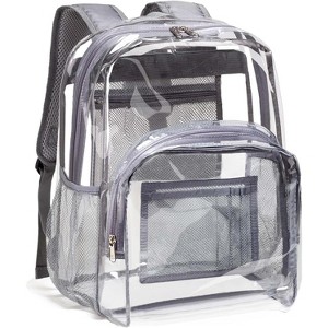 Clear Heavy Duty PVC Transparent Backpack - Extra Large Size with Reinforced Straps, Ideal for College - 1 of 4
