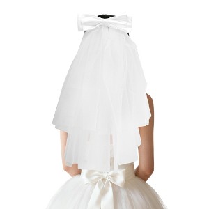 Unique Bargains Comb Wedding Veil White 1 Pc - 1 of 4