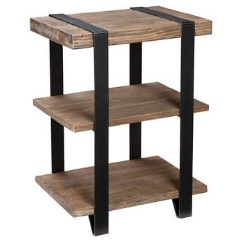 20" Modesto 2 Shelf Solid Wood and Metal End Table Reclaimed Wood Brown - Alaterre Furniture