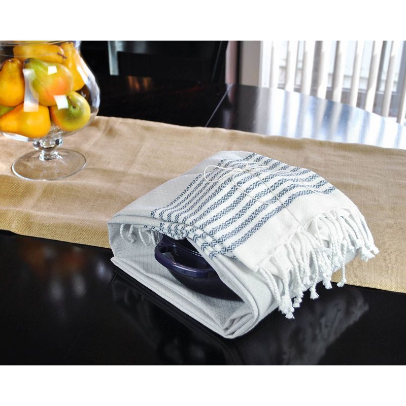 39&#34;x71&#34; Stitched Striped Fouta Towel Throw Blanket Navy - Design Imports, 4 of 9