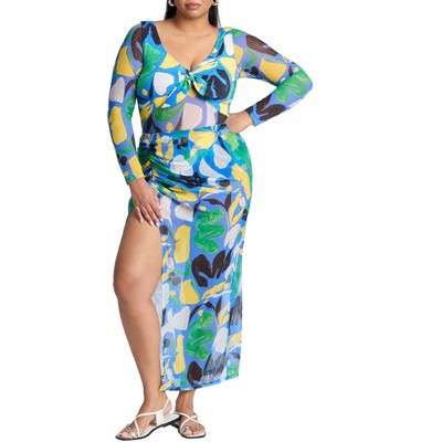 ELOQUII Women's Plus Size Mesh Maxi Skirt Coverup