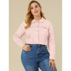 Agnes Orinda Women's Plus Size Cropped Long Sleeve Trendy Fashion Denim Jean Jackets - 3 of 4