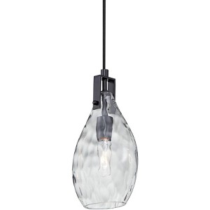 Uttermost Matte Black Mini Pendant Light 9" Wide Modern Clear Water Glass Teardrop Shade for Dining Room House Bedroom Kitchen - 1 of 4