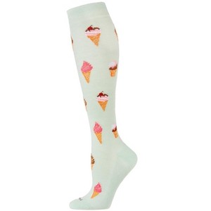 Memoi Women's Ice Cream Cones Bamboo Blend 8-15mmHg Graduated Compression Socks Mint 9-11 - 1 of 3