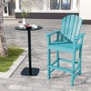 Costway Outdoor HDPE Bar Height Stool Patio Tall Chair Armrest Footrest All Weather Navy/Turquoise/Grey/Black - 2 of 4