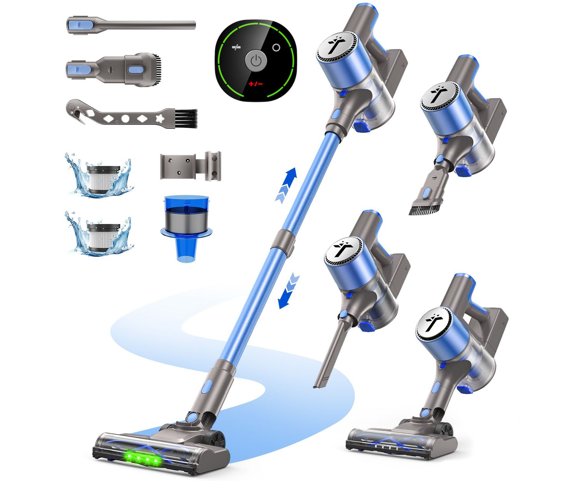 Teendow 300W Cordless Stick Vacuum Cleaner, 50KPa Lightweight Stick Vacuum for Home Hardwood Floor & Carpet, Filters Included