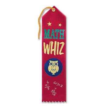 Beistle 2" x 8" Math Whiz Award Ribbon; Red 9/Pack AR024