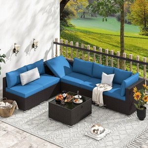 EROMMY 7 Pieces Outdoor Patio Set with Cushions - 1 of 4