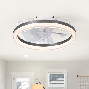 Airsurfer 16-inch 7-Blade Flush Mount LED Ceiling Fan with Light and Remote - 1 of 4