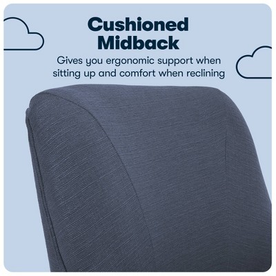 Blue Fabric Modern Swivel Home Office Chair with Fixed Arms