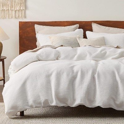 Bedsure Cotton Duvet Cover – 100% Cotton, Waffle Weave, All-Season Comfort Soft, breathable, and lightweight. Features classic waffle texture, corner